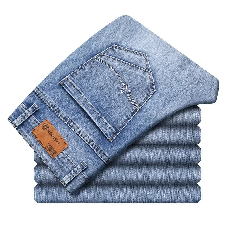 Men's Cotton Stretch Jeans - Business Casual Lightweight Denim 2024 - TNH apparel