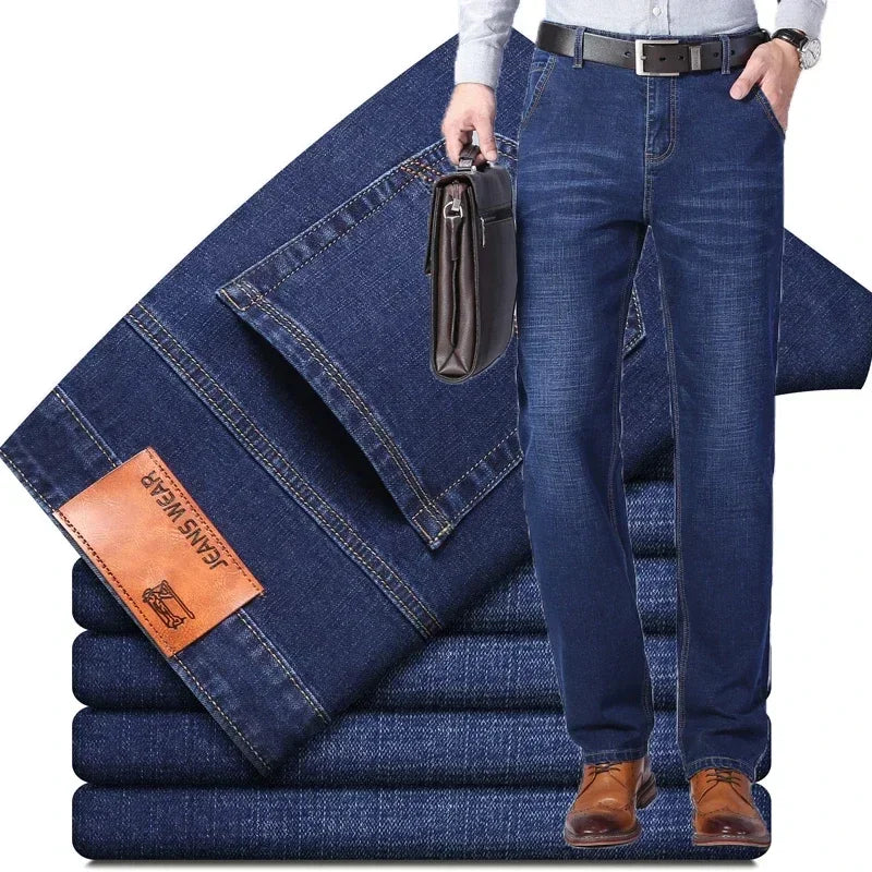 Men's Cotton Stretch Jeans - Business Casual Lightweight Denim 2024 - TNH apparel