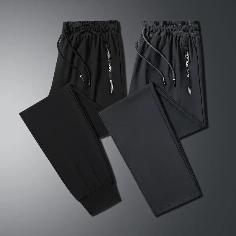 Men's Ice Silk Elastic Sports Pants - Lightweight Casual Trousers 8XL - TNH apparel