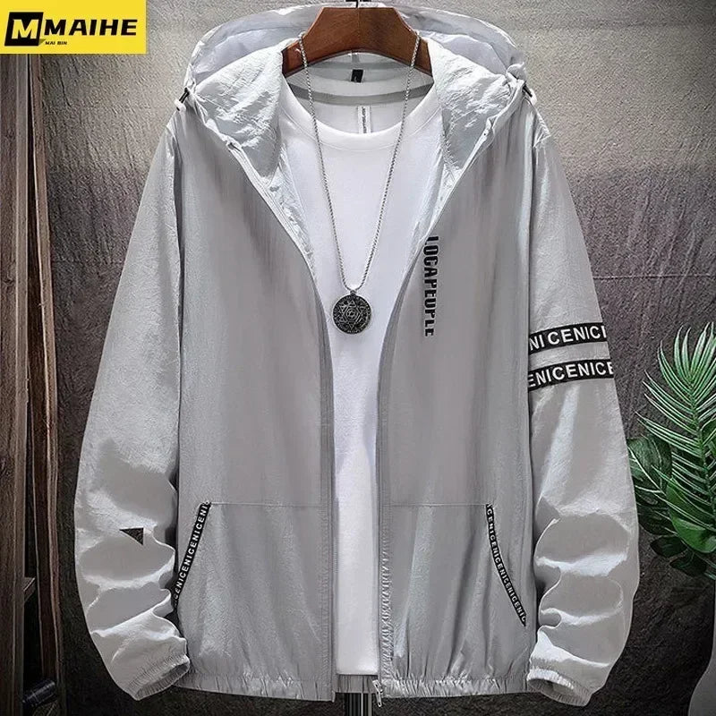 Men's SPF UV Sun Protection Jacket - Lightweight Hooded Windbreaker 8XL 9XL - TNH apparel