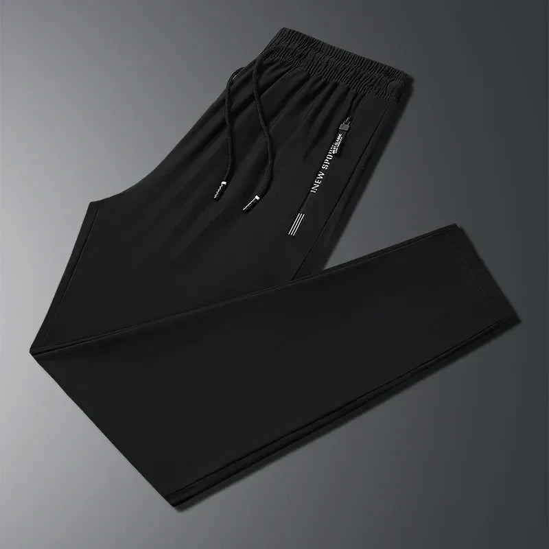 Men's Ice Silk Elastic Sports Pants - Lightweight Casual Trousers 8XL - TNH apparel