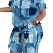 Women's Summer Letter Print T-Shirt & Shorts Set - Casual 2 Piece Outfit - TNH apparel