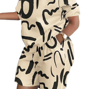 Women's Summer Letter Print T-Shirt & Shorts Set - Casual 2 Piece Outfit - TNH apparel