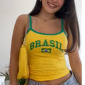 Brazil Letter Aesthetic 90s Crop Top - Y2K Streetwear Harajuku Tee - TNH apparel
