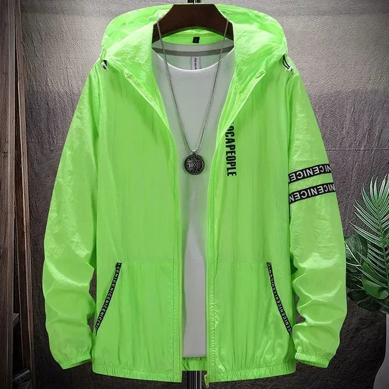 Men's SPF UV Sun Protection Jacket - Lightweight Hooded Windbreaker 8XL 9XL - TNH apparel