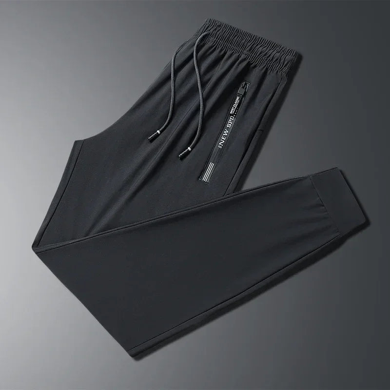 Men's Ice Silk Elastic Sports Pants - Lightweight Casual Trousers 8XL - TNH apparel