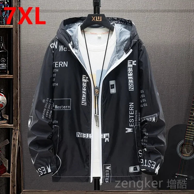 Men's Lightweight Sunscreen Jacket - Summer UV Protection Coat 5XL-7XL - TNH apparel