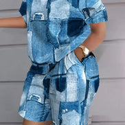 Women's Summer Letter Print T-Shirt & Shorts Set - Casual 2 Piece Outfit - TNH apparel