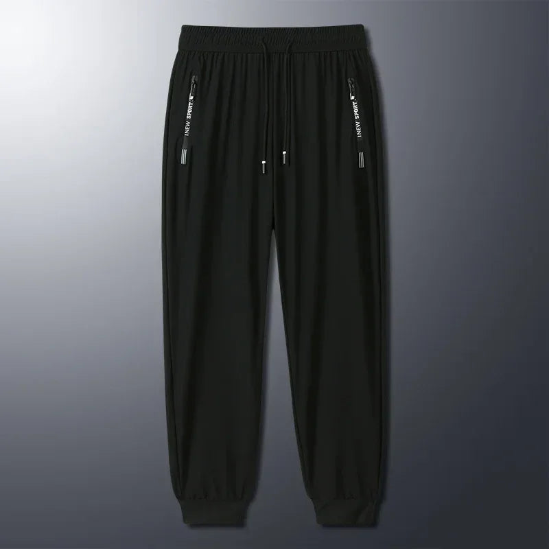 Men's Ice Silk Elastic Sports Pants - Lightweight Casual Trousers 8XL - TNH apparel