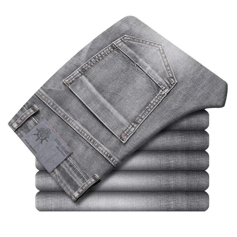 Men's Cotton Stretch Jeans - Business Casual Lightweight Denim 2024 - TNH apparel