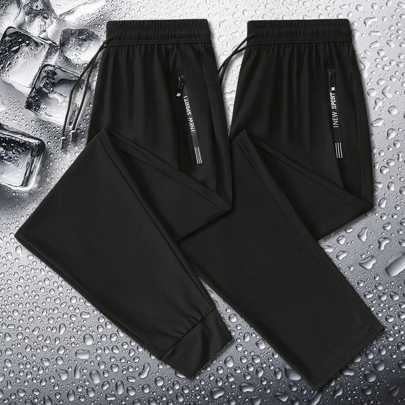 Men's Ice Silk Elastic Sports Pants - Lightweight Casual Trousers 8XL - TNH apparel