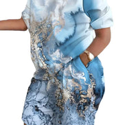 Women's Summer Letter Print T-Shirt & Shorts Set - Casual 2 Piece Outfit - TNH apparel
