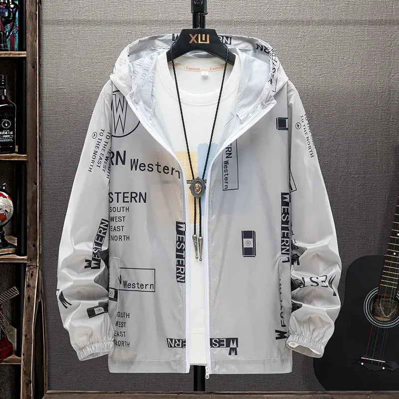 Men's Lightweight Sunscreen Jacket - Summer UV Protection Coat 5XL-7XL - TNH apparel