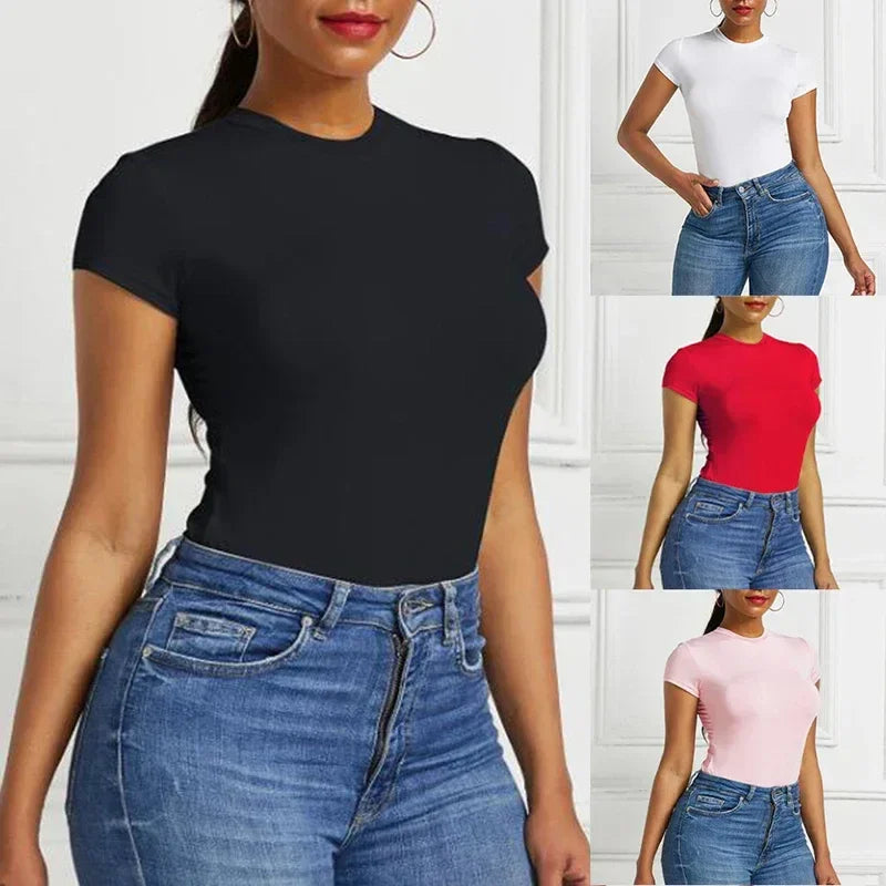 Sexy Bodycon Bodysuit - Short Sleeve One Piece Romper for Women - TNH apparel
