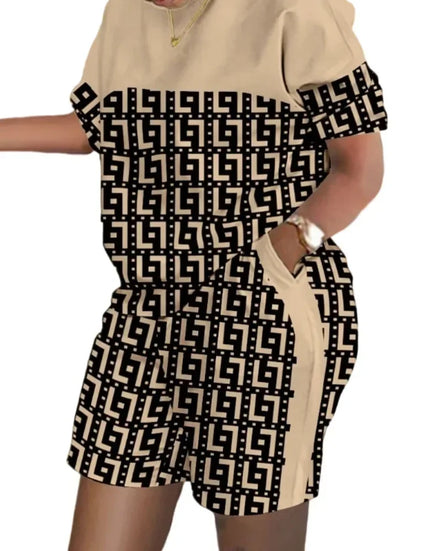 Women's Summer Letter Print T-Shirt & Shorts Set - Casual 2 Piece Outfit - TNH apparel