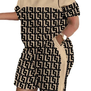 Women's Summer Letter Print T-Shirt & Shorts Set - Casual 2 Piece Outfit - TNH apparel