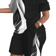 Women's Summer Letter Print T-Shirt & Shorts Set - Casual 2 Piece Outfit - TNH apparel