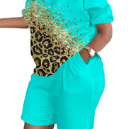 Women's Summer Letter Print T-Shirt & Shorts Set - Casual 2 Piece Outfit - TNH apparel