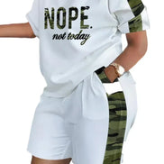 Women's Summer Letter Print T-Shirt & Shorts Set - Casual 2 Piece Outfit - TNH apparel