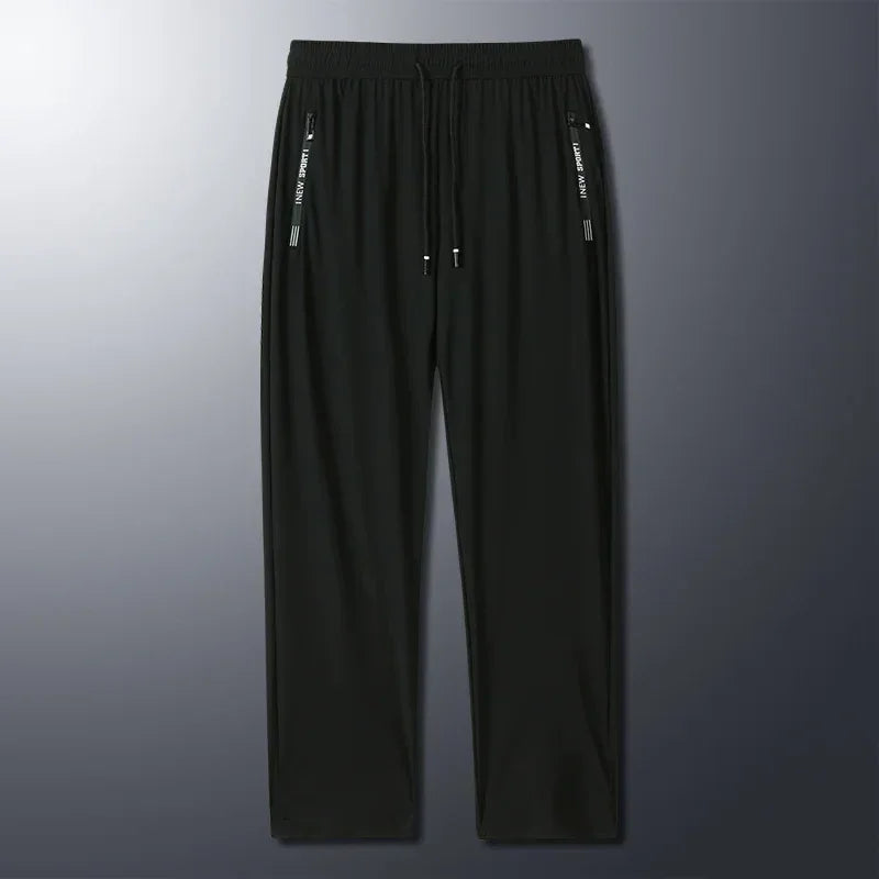 Men's Ice Silk Elastic Sports Pants - Lightweight Casual Trousers 8XL - TNH apparel