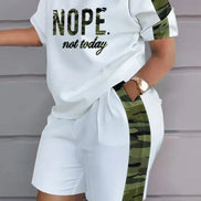 Women's Summer Letter Print T-Shirt & Shorts Set - Casual 2 Piece Outfit - TNH apparel