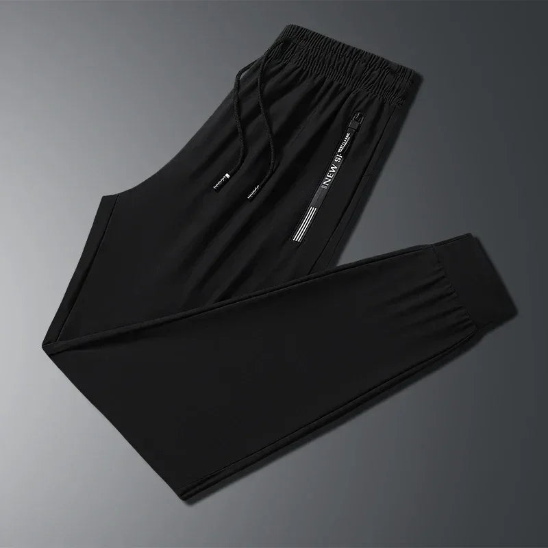 Men's Ice Silk Elastic Sports Pants - Lightweight Casual Trousers 8XL - TNH apparel