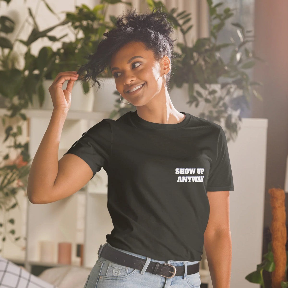Product mockupShort-Sleeve Unisex T-Shirt Show Up and short sleeve cotton 