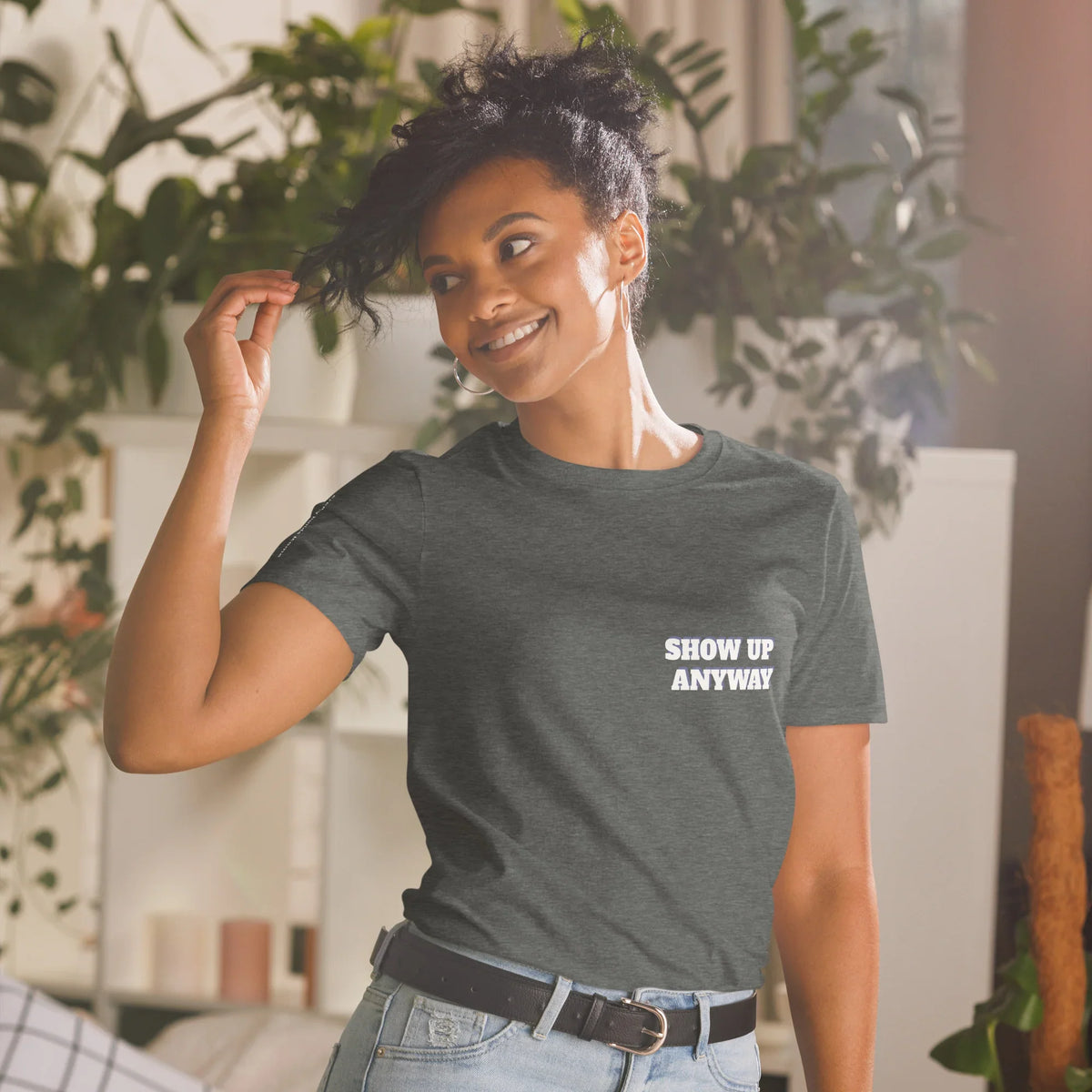 Product mockupProduct mockupShort-Sleeve Unisex T-Shirt Show Up and short sleeve cotton 
