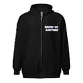 Product mockupUnisex heavy blend zip hoodies Show Up motivational hoodies 