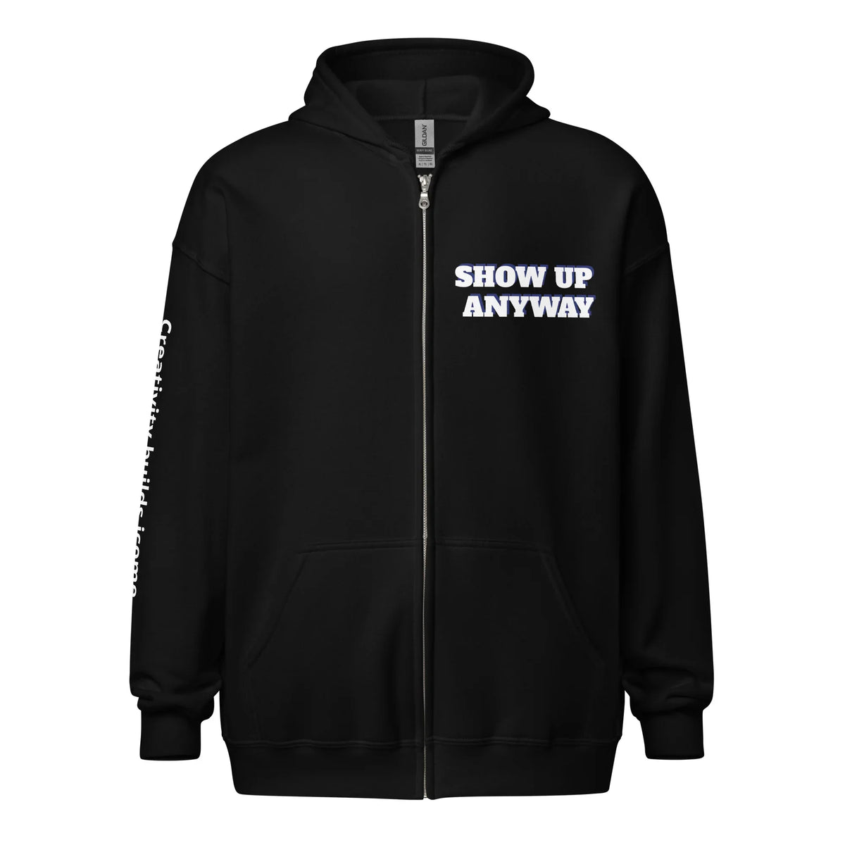 Product mockupUnisex heavy blend zip hoodies Show Up motivational hoodies 