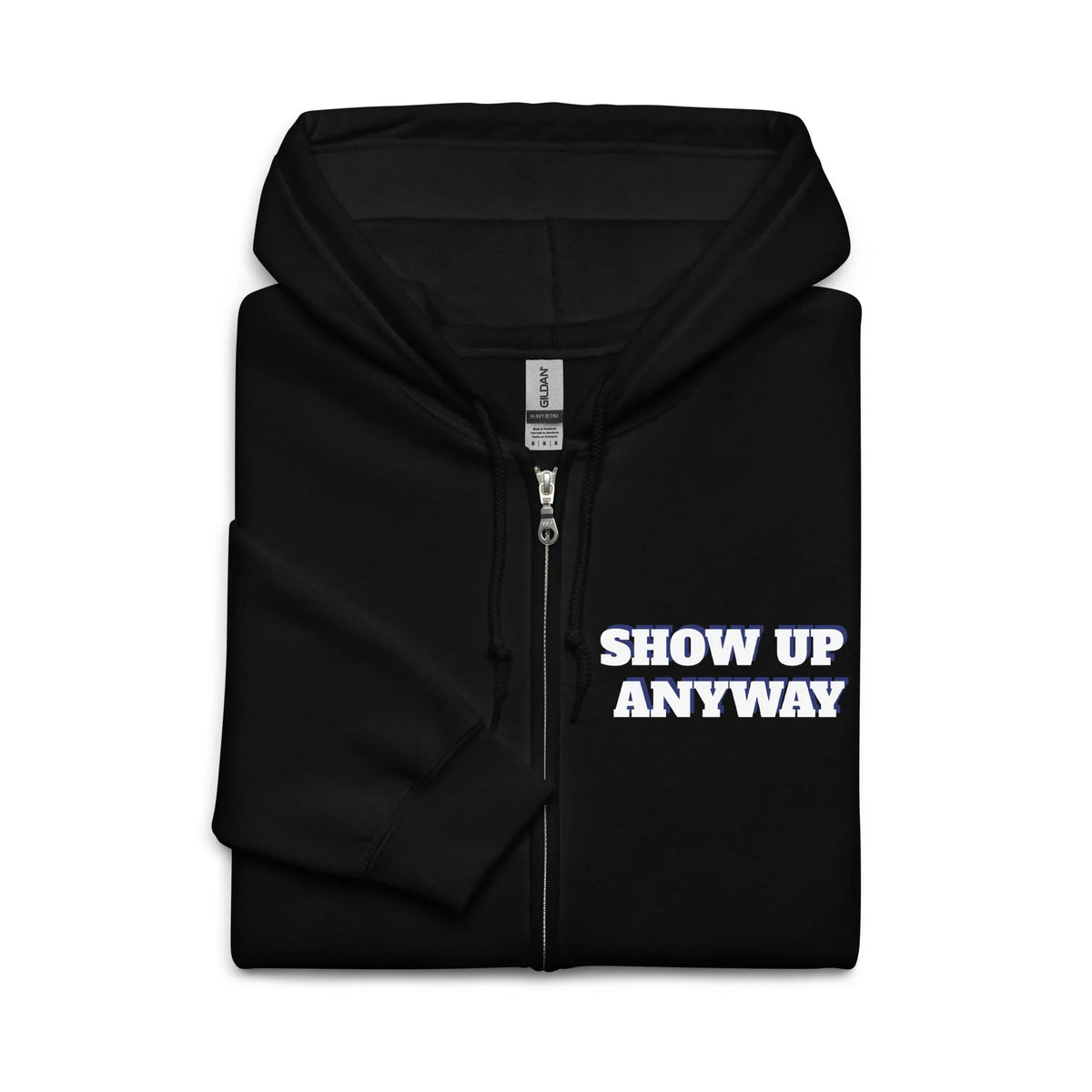 Product mockupUnisex heavy blend zip hoodies Show Up motivational hoodies 