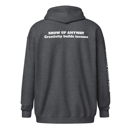 Product mockupUnisex heavy blend zip hoodies Show Up motivational hoodies 