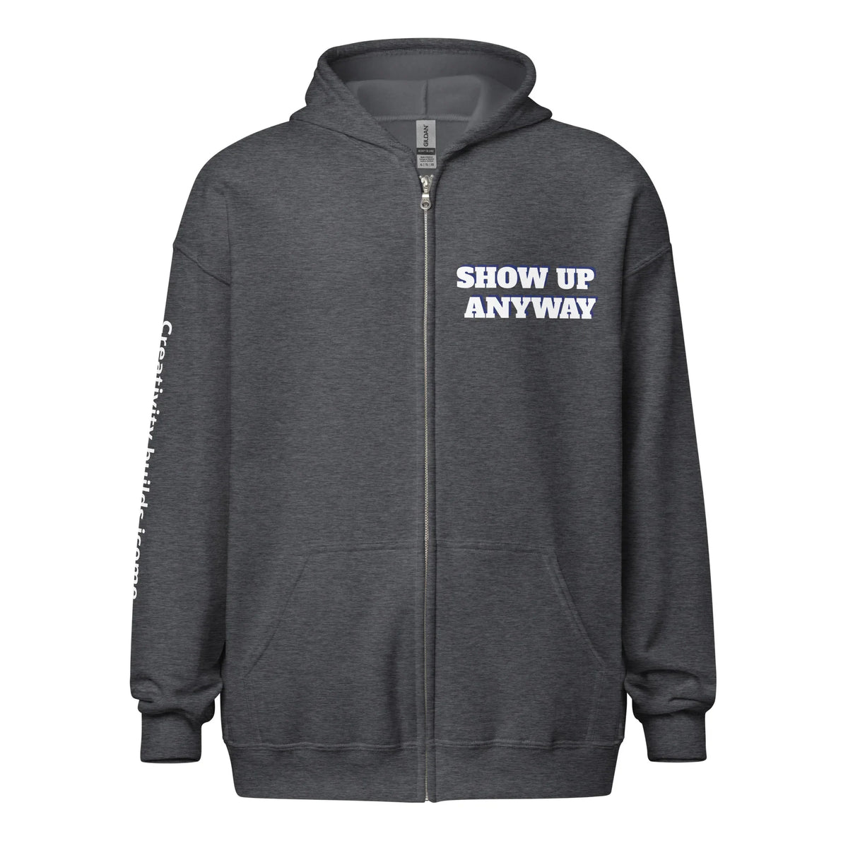 Product mockupUnisex heavy blend zip hoodies Show Up motivational hoodies 