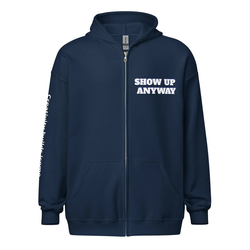 Product mockupUnisex heavy blend zip hoodies Show Up motivational hoodies 