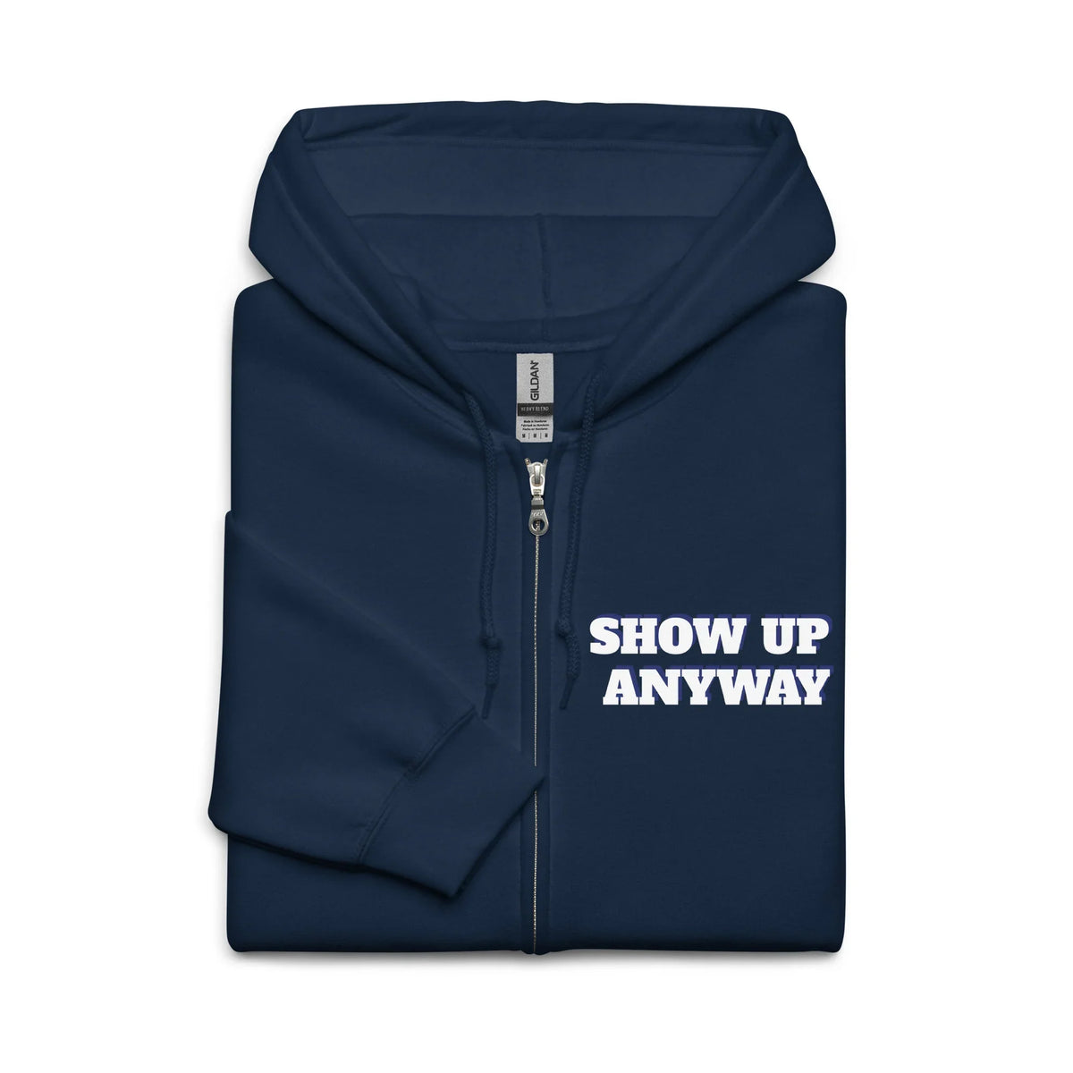 Product mockupUnisex heavy blend zip hoodies Show Up motivational hoodies 