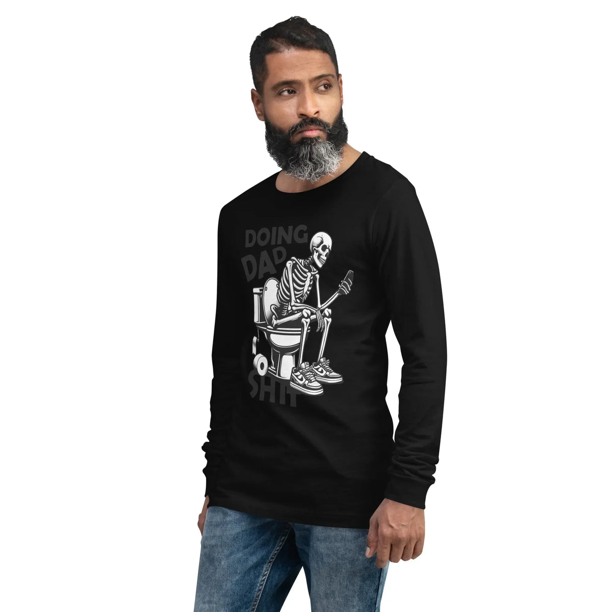 Unisex Black Graphic Long Sleeve Tee - Versatile Cotton Blend - TNH apparel